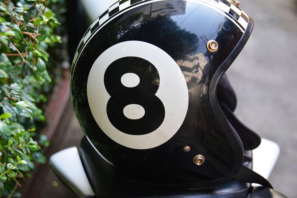 Eight, Motorbike Helmet, Lid, Motorbike, Number, Helmet