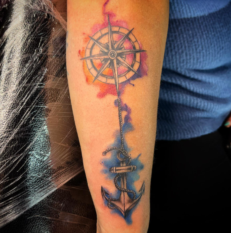 WaterColor Anchor Tattoo For Women