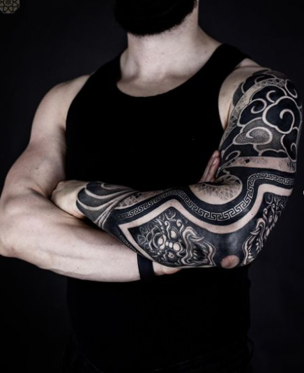 Elbow Pattern Arm Sleeves Men Tattoo