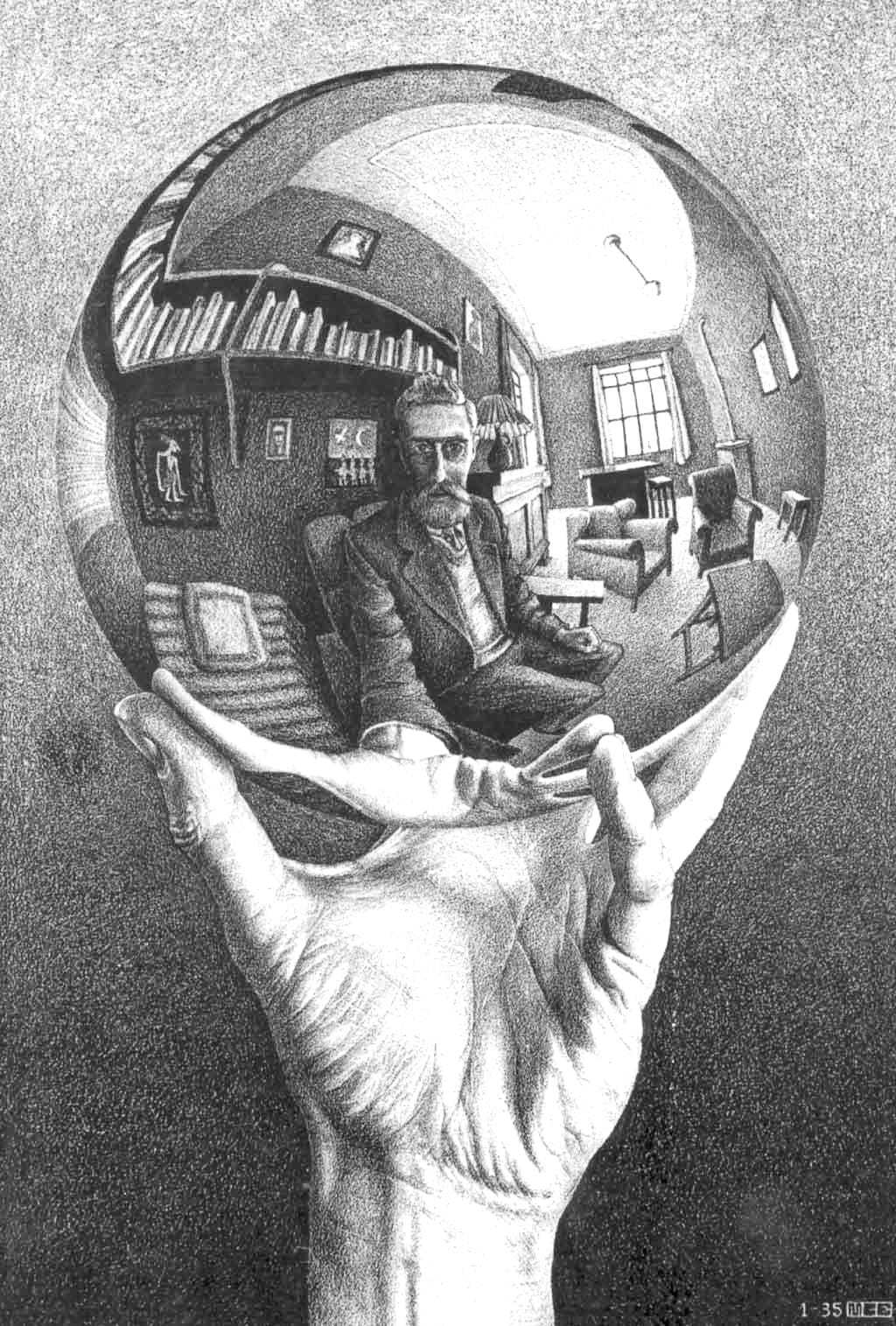 Hand with Reflecting Sphere, 1935 lithograph