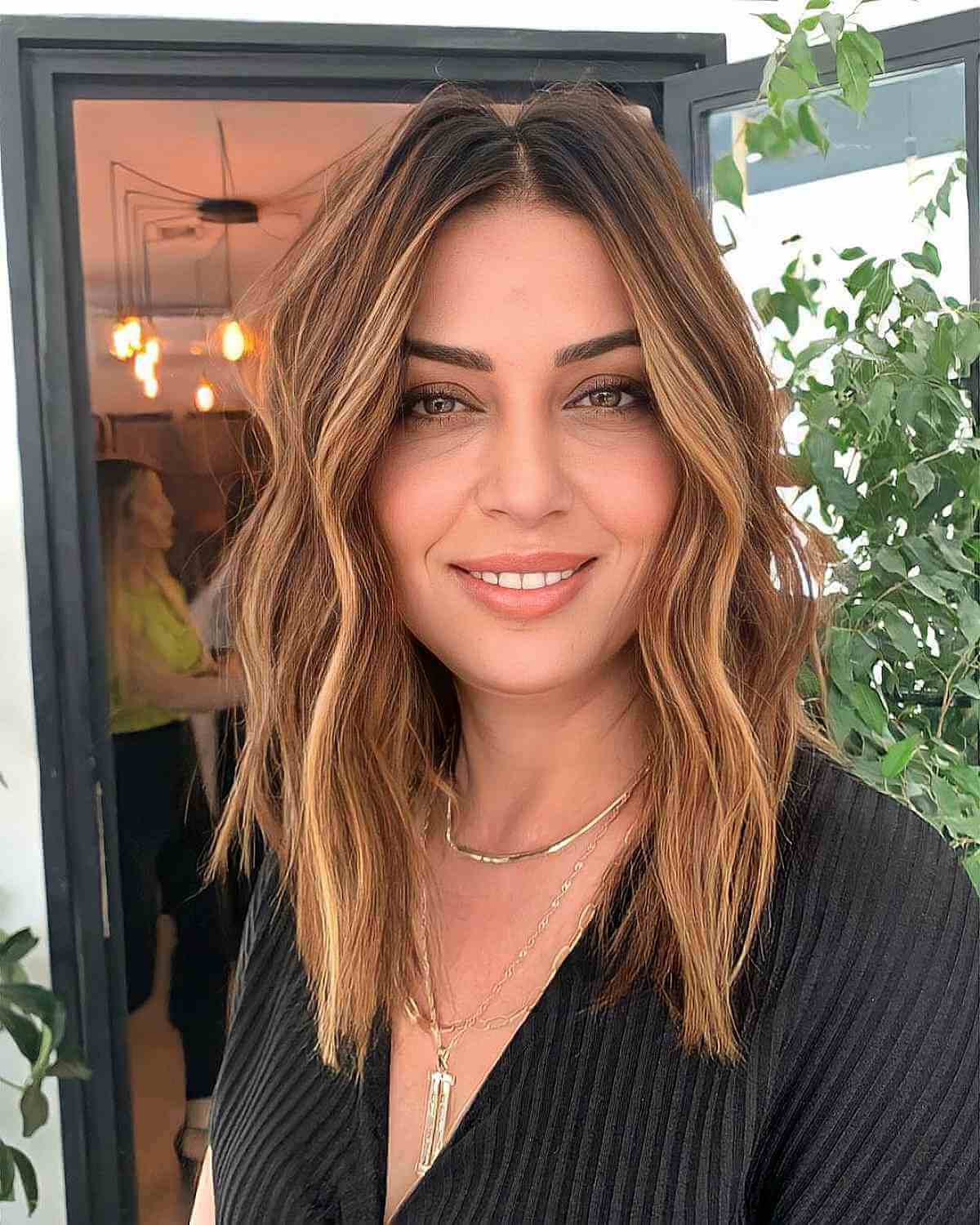 Sun-Kissed Medium-Length Hair for Ladies 40 and Over