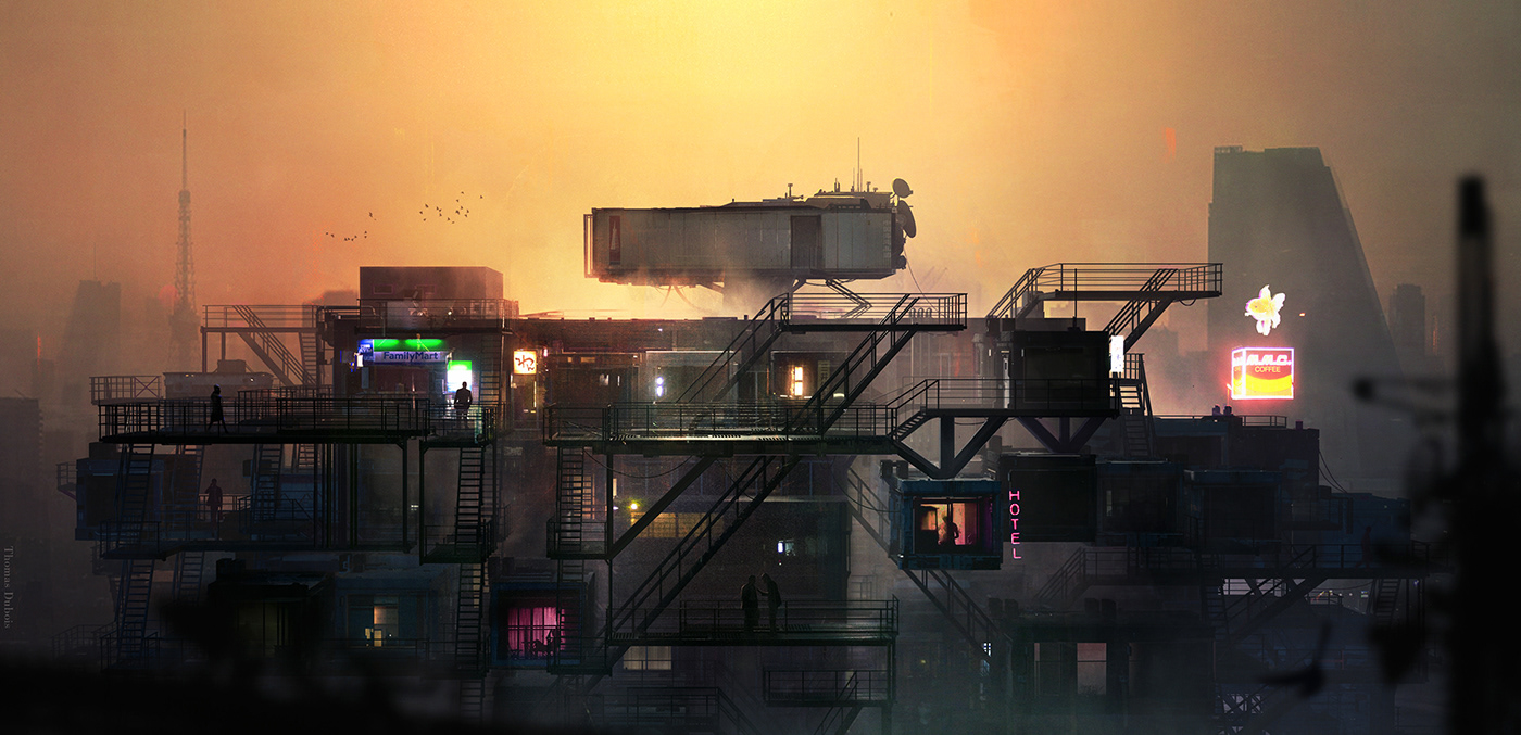 city colors Cyberpunk fantasy ILLUSTRATION  sandman Scifi story Storyboards Visual Development