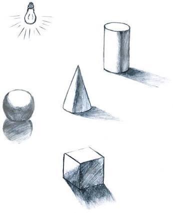 Draw at least three object with light and shade from a circle ...
