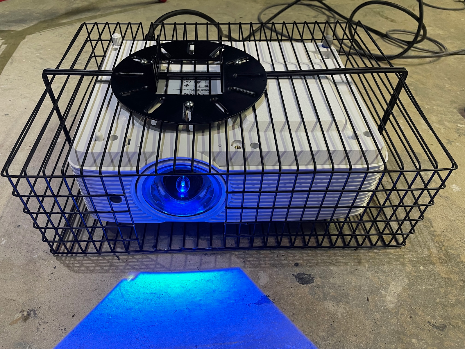Projector with homemade cage