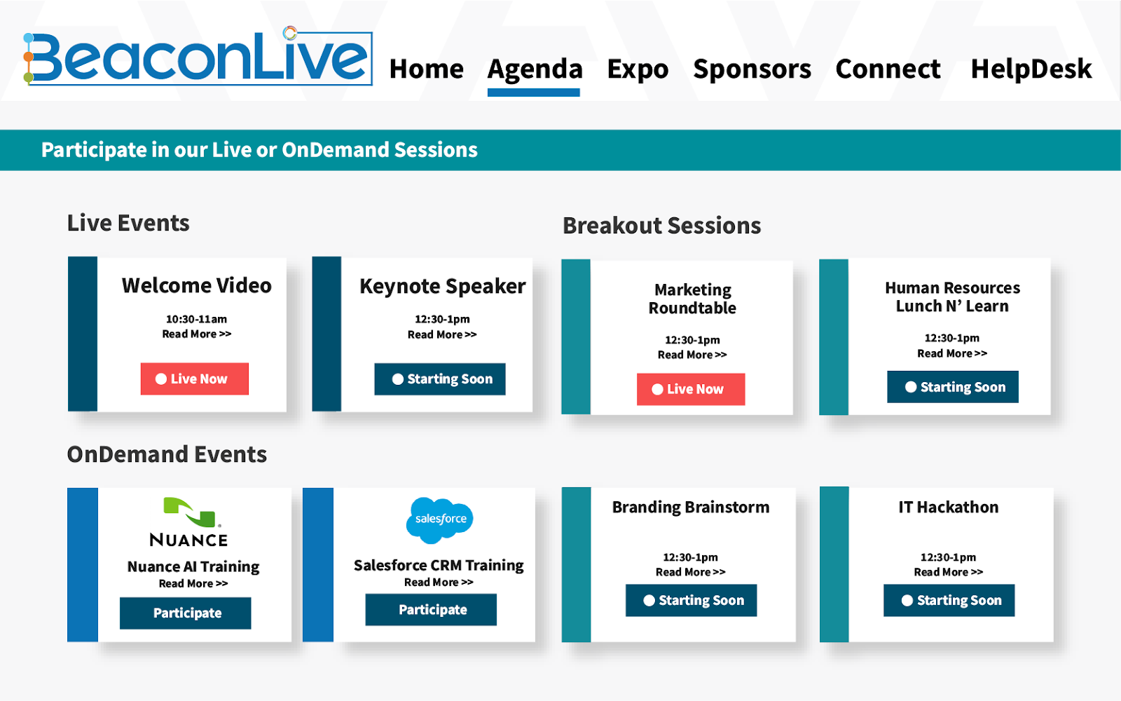 Screenshot of customized Virtual Event Registration Page