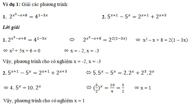 Ví dụ phương pháp giải chuyên đề phương trình mũ và logarit