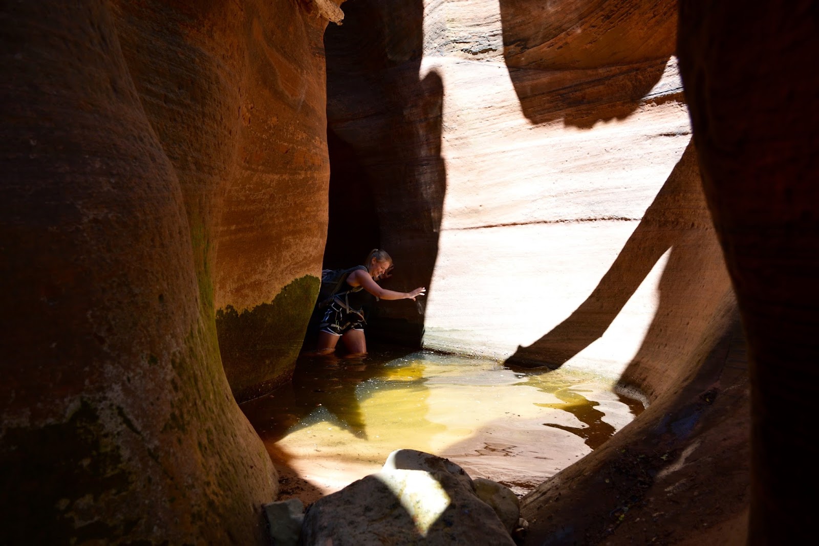 Downclimb into a pool was pretty much the name of the game in there.  Sometimes they were ankle-deep, sometimes chest deep.  Other times they were deep, dark, and mysterious and I didn't want to find the bottom.