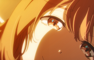 Close-up of Neko's face with tear tracks on it, at sunset