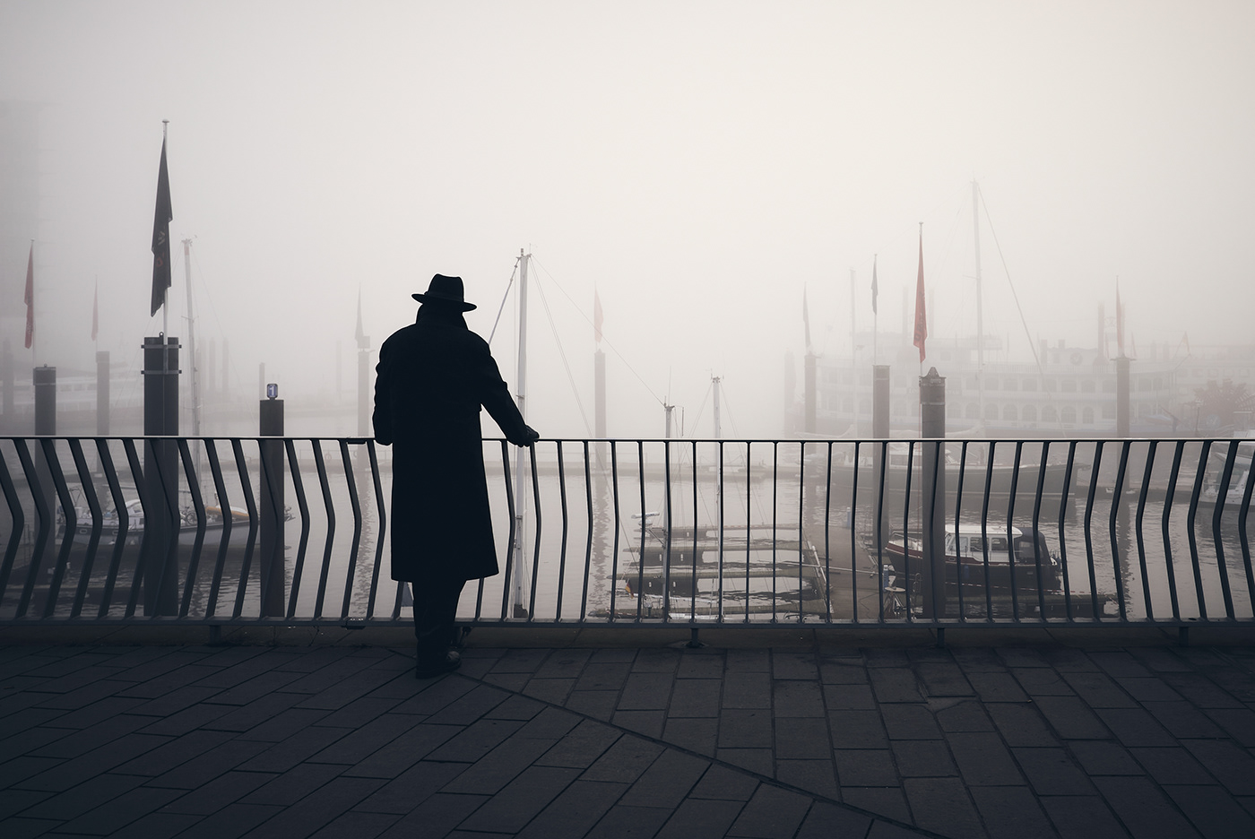 bridge canal city fog hamburg harbour Photography  port Street water