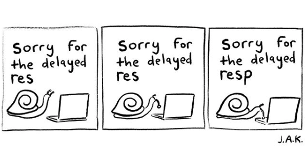 A snail attempts to reply to an email