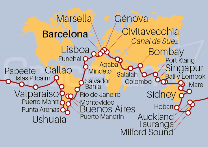 itinerario msc cruceros vuelta al mundo 2023