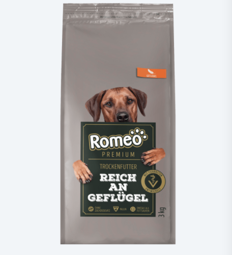 Romeo Hundefutter von Aldi Sorte Premium Reich an Geflügel