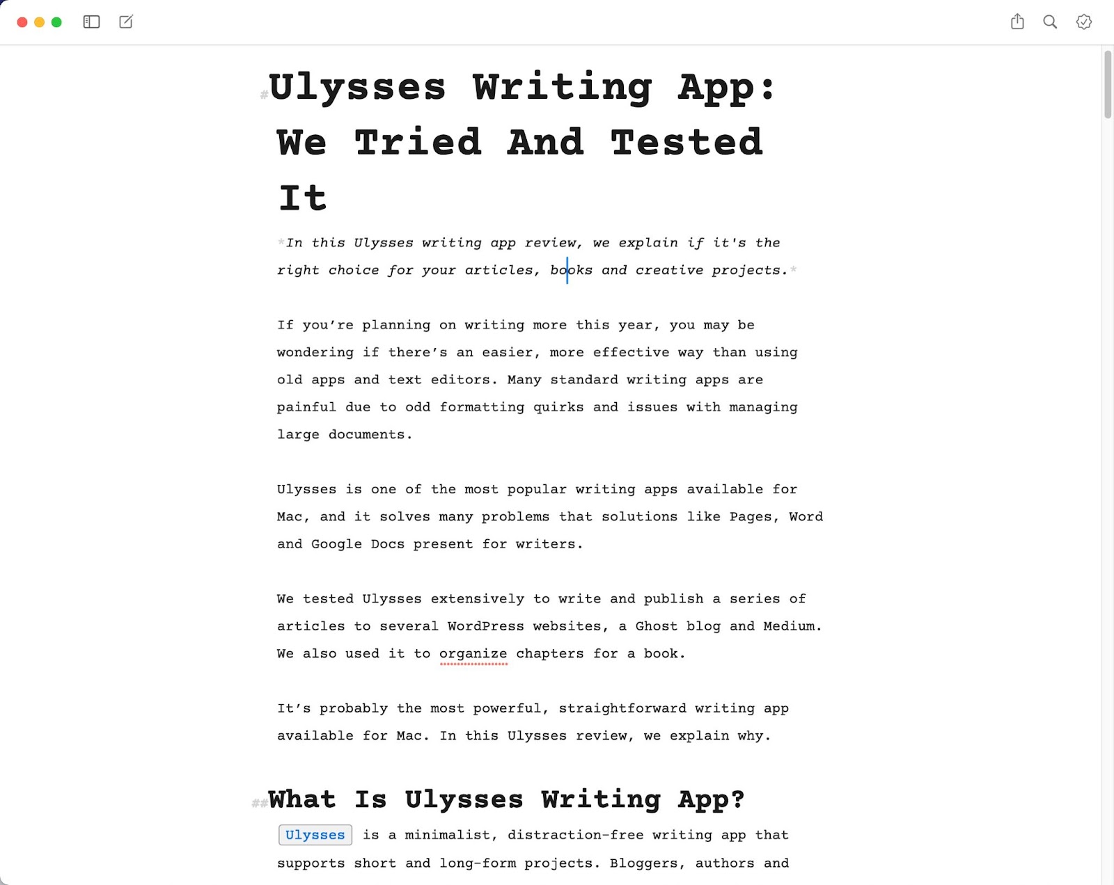 Writing with Ulysses