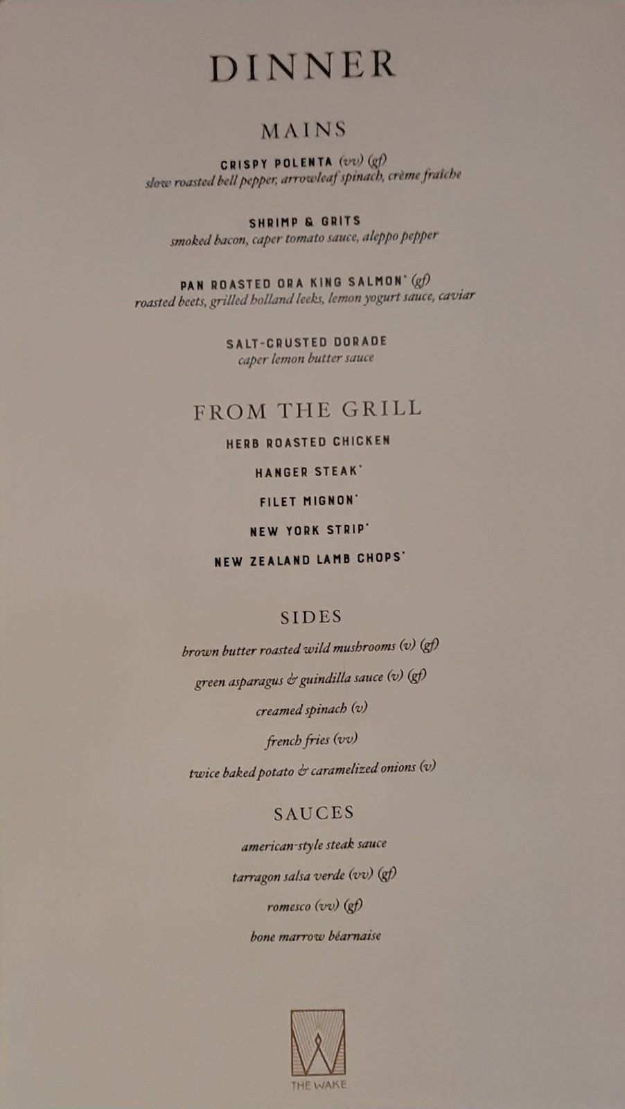 The Menu for the Wake