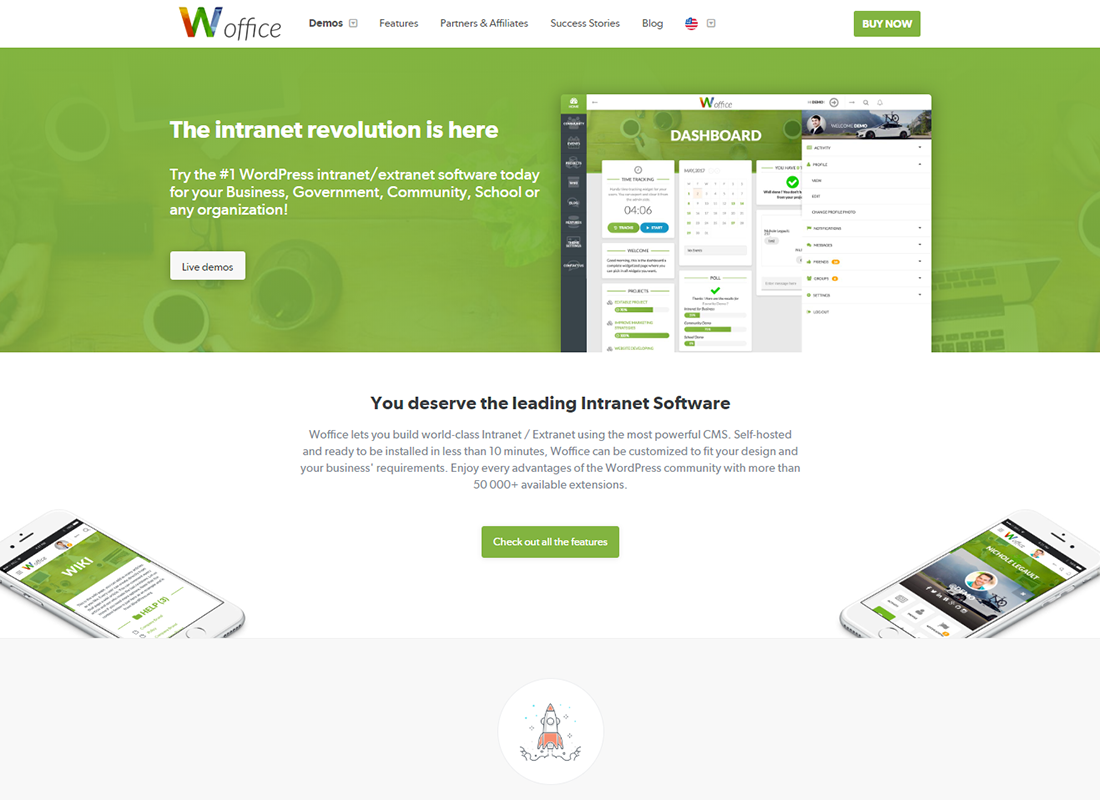 Woffice |  Tema de WordPress para intranet / extranet
