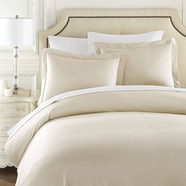 The three-piece duvet cover set in cream.