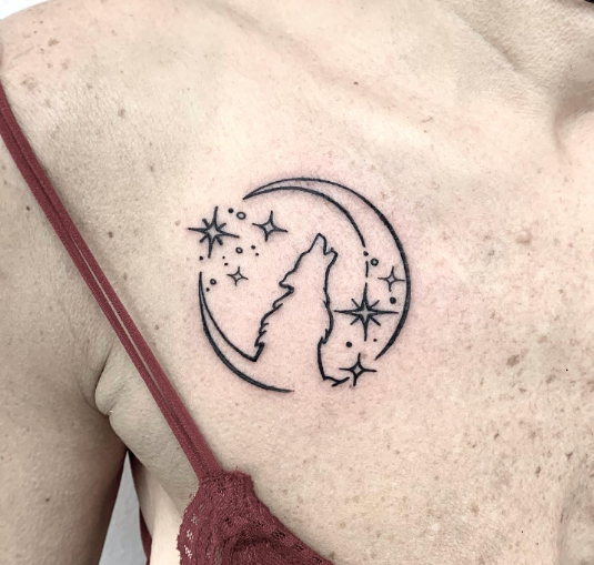 Minimal Wolf Star Tattoo