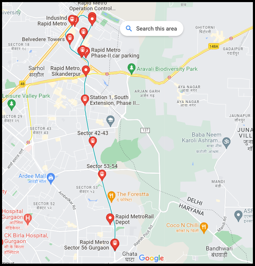 Rapid Metro Route Map Rapid Metro Gurgaon: Route, Stations, Map, Timings And Fare