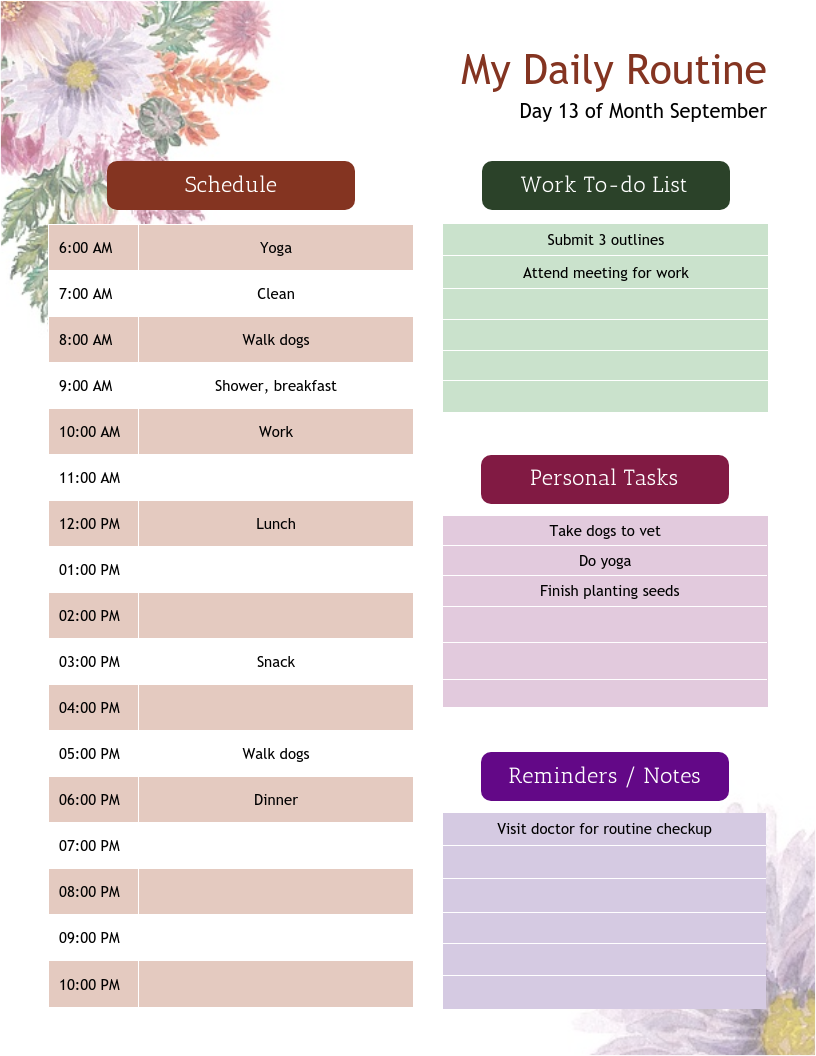 Daily Routine Template
