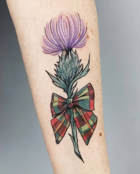 Purple Thistle Tattoo Design 