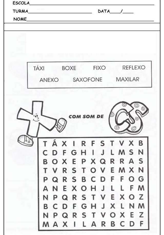 Palavras cruzadas para imprimir educação infantil