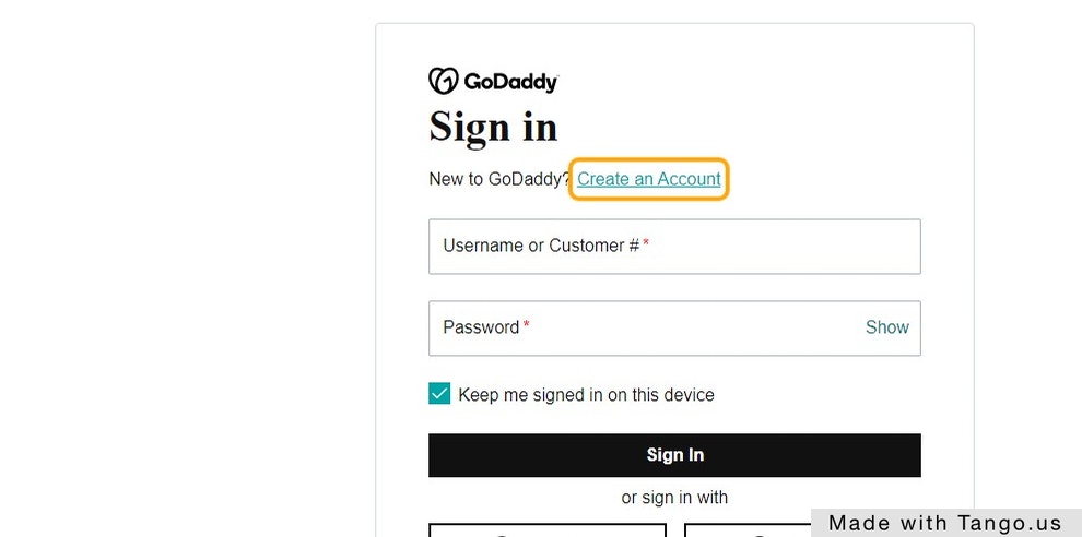Click on Create an Account