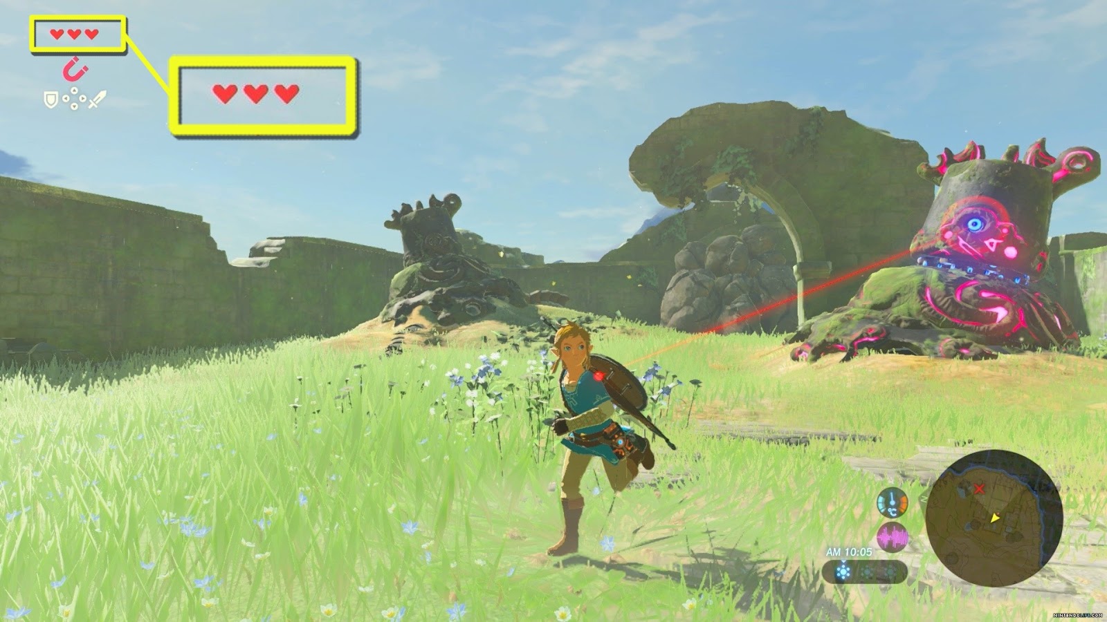 Breath of the wild screenshot, illustrating a lifebar