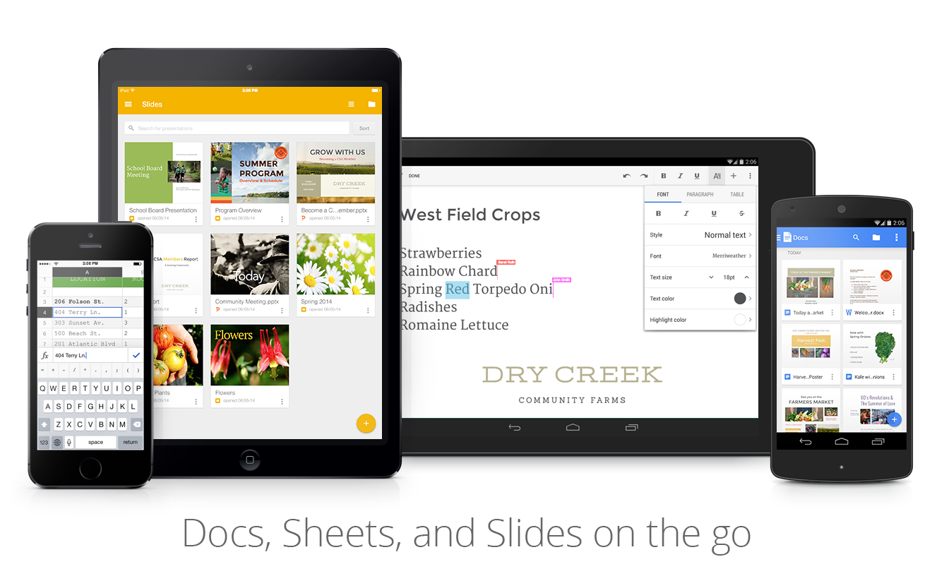 Docs, Sheets and Slides on the go