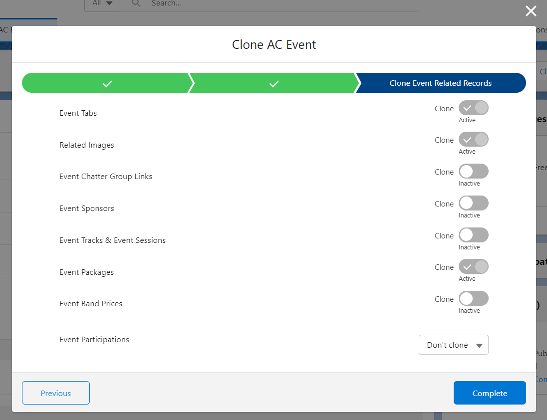 Event Cloning options