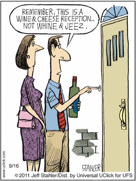 wine cheese reception comic