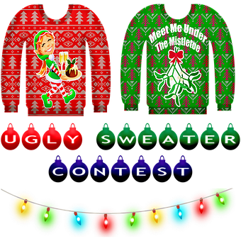 ugly sweater contest for virtual and in person students