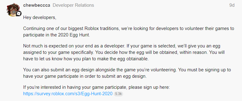 Roblox Egg Hunt 2020 Confirmed East Side News