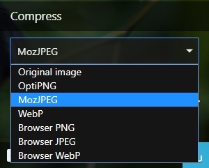different compression options in squoosh