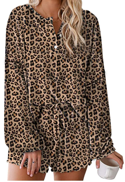 leopard print loungewear set pijama