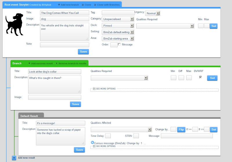 An example of a Storynexus Storylet.