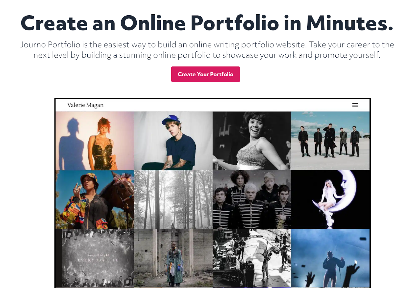Journo Portfolio home page for building a portfolio website