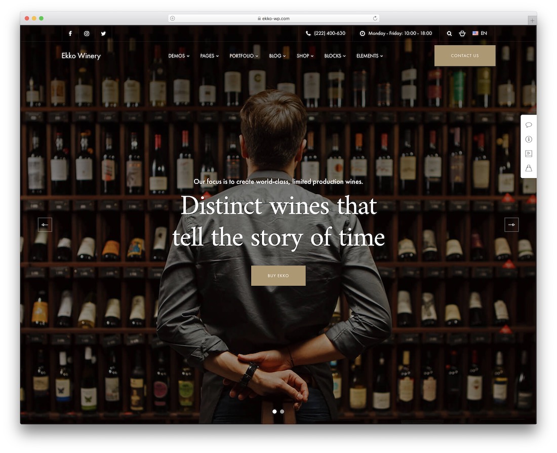 thème wordpress du magasin de vin ekko
