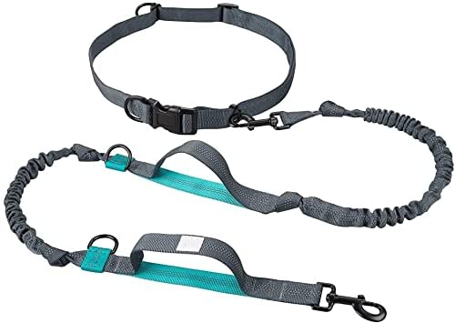 Dorlink Hands Free Dog Leash with Adjustable Waist Belt for Running, Walking, Hiking, Retractable Bungee, Durable Dual-Handle for Medium, Large Dog (Up to 150lbs)