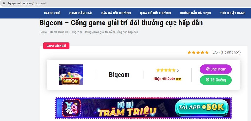Cách nhìn nhận của Tip Game Bài về cổng game bài đổi thưởng Bigcom?