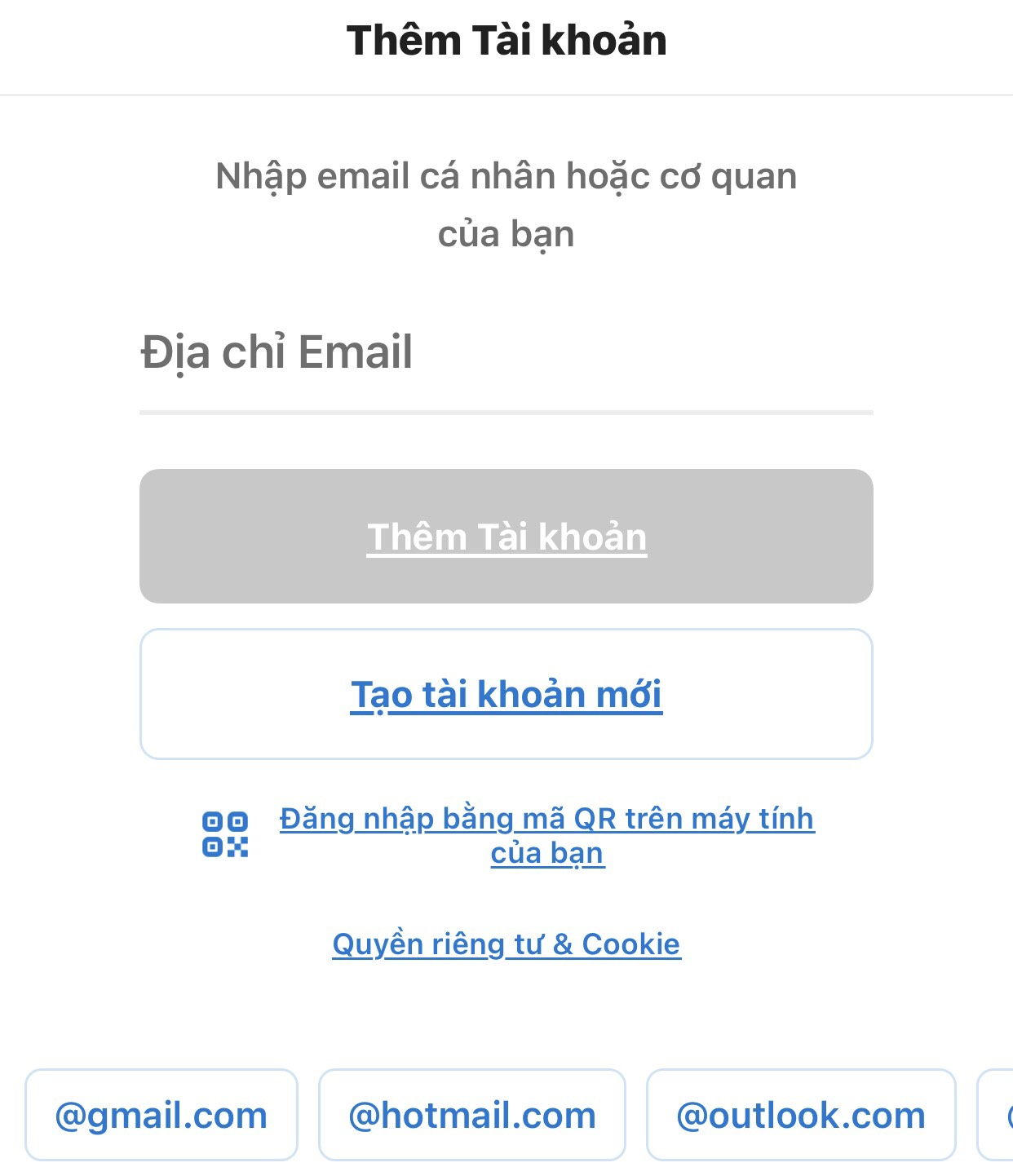 bước 2 tạo email trên iphone
