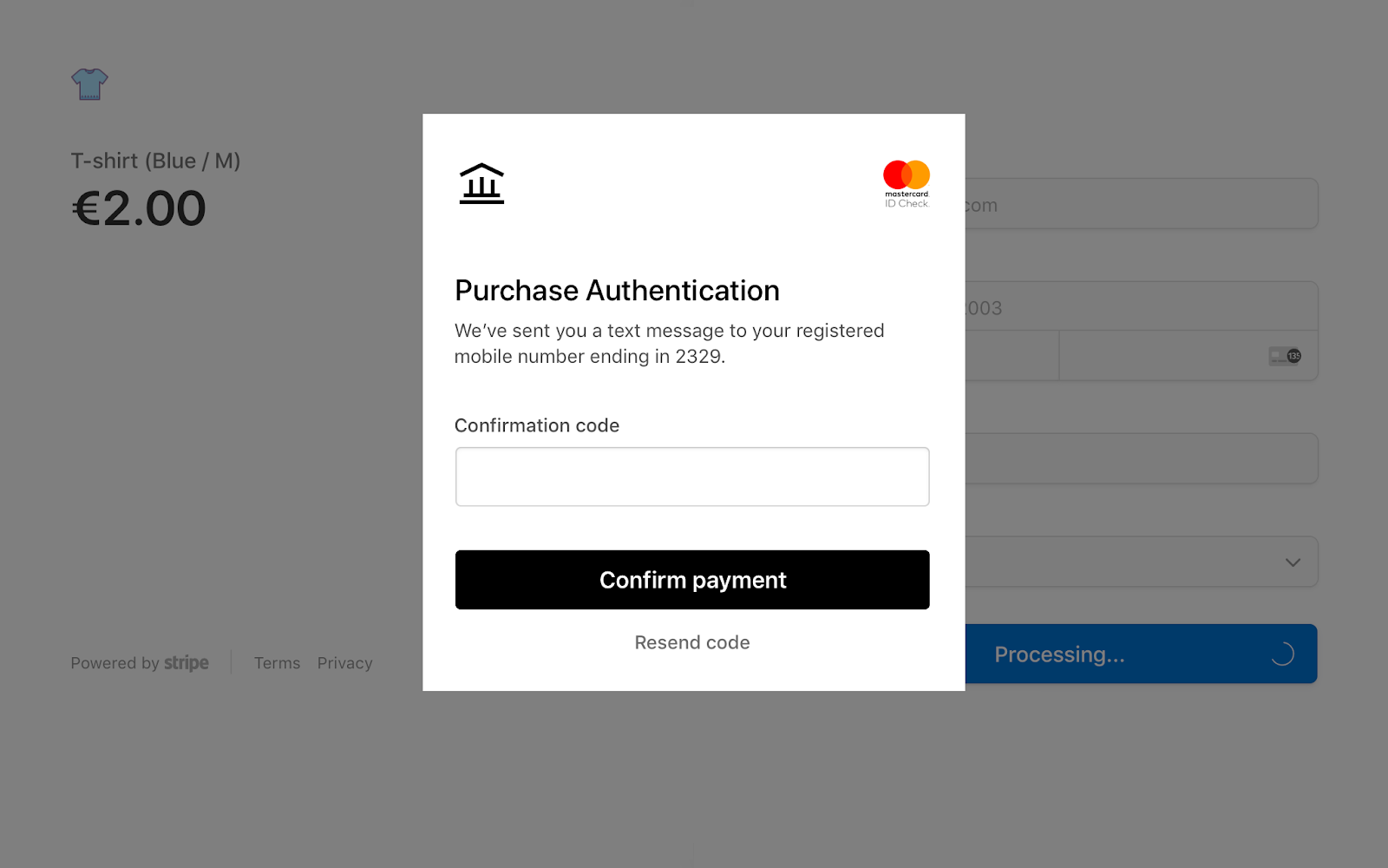 A screenshot of the Dokan Stripe Module purchase authentication