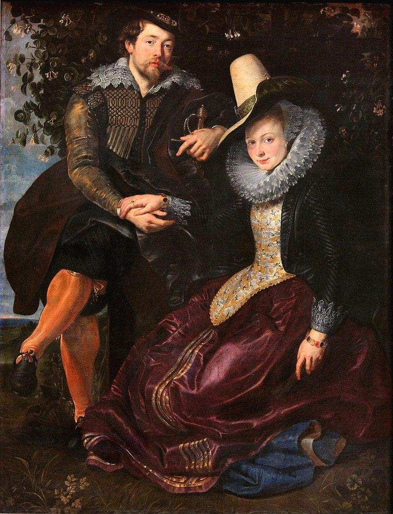 Double Portrait in a Honeysuckle Bower – Depicts Rubens with his wife Isabella Brant and was painted to celebrate their marriage.
