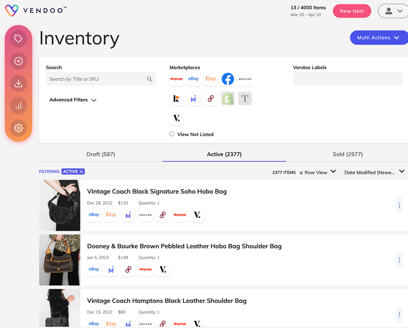 Vendoo inventory management