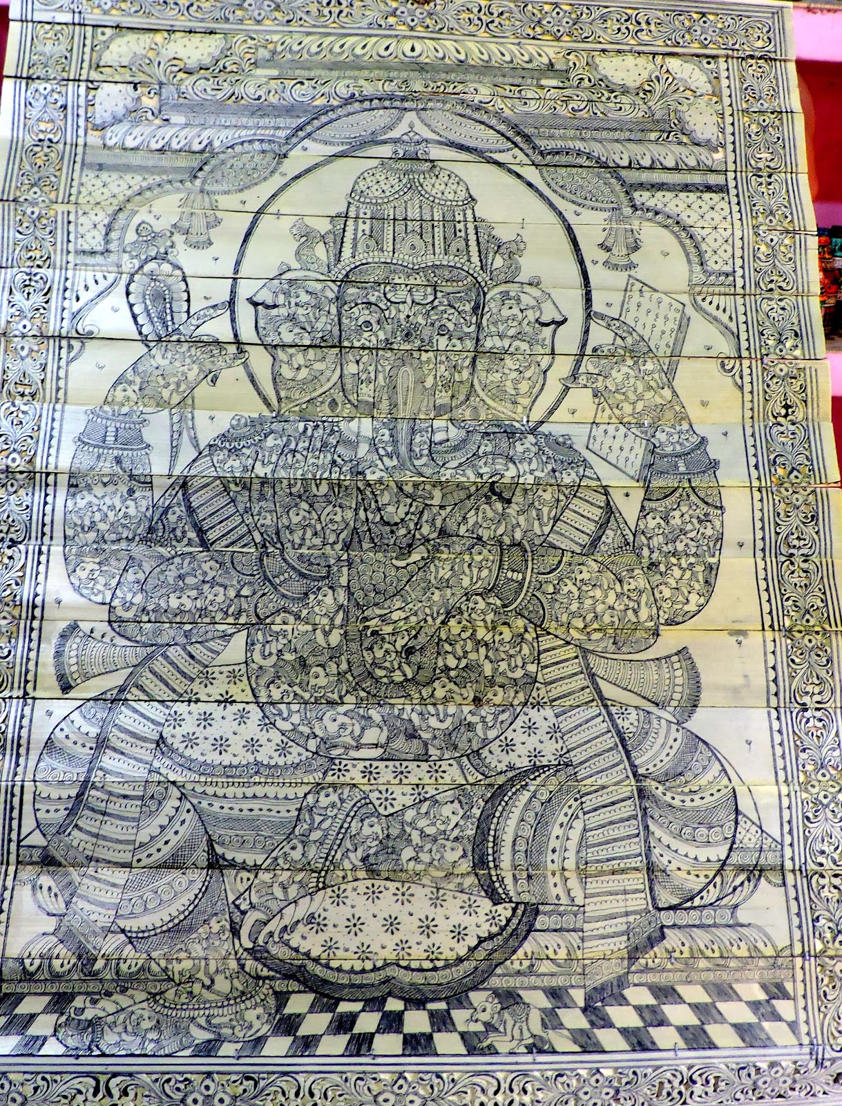 pattachitra odisha, palm leaf pattachitra, tala pattachitra, lord ganesh on palm leaf, palm leaf painting, raghurajpur