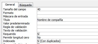 Resultado de imagen para Propiedades de campos en access
