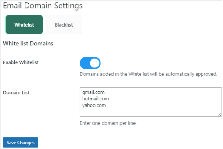 Add Whitelist Domains