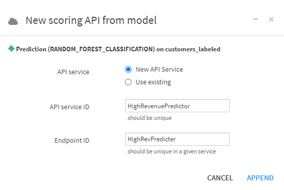 new scoring API from model