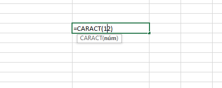 Fórmulas Excel =CARACT ()