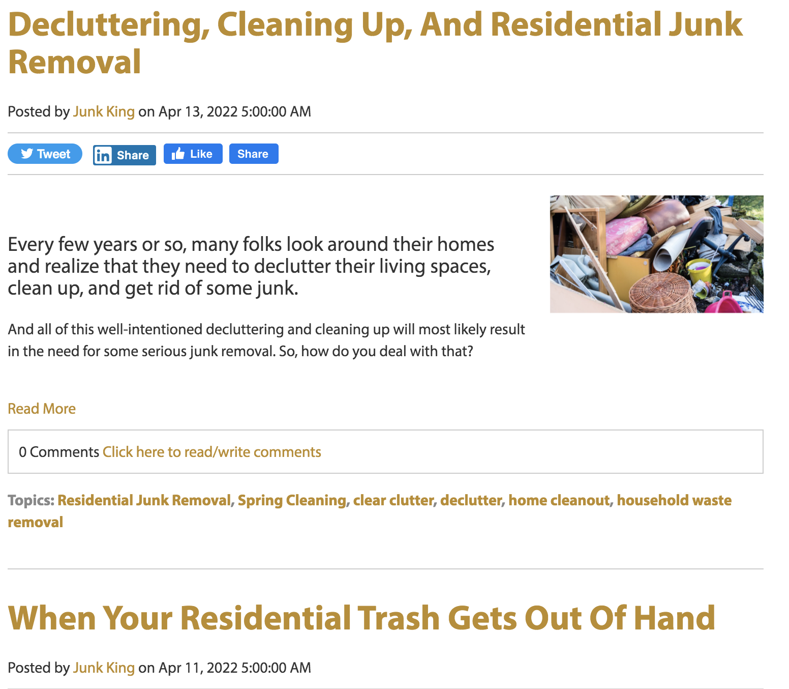 Junk Hauling Blog Post Examples