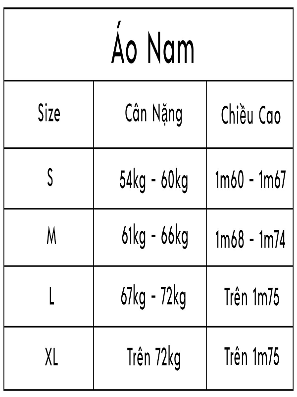 chọn size áo phông nam